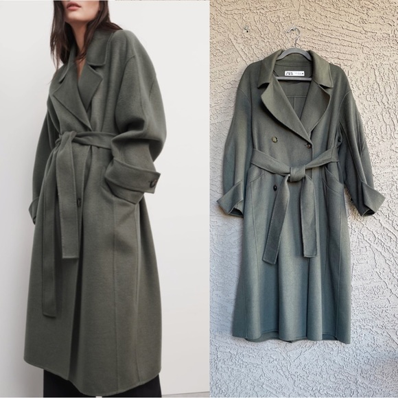 Zara Jackets & Coats Zara Limited Edition Belted Wool Coat Olive